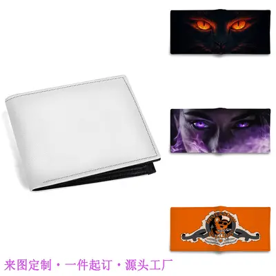 Men's Short Leather Wallet, Custom Printed PU Wallet - 7