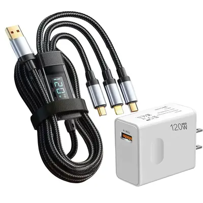 3-in-1 dijital 120W hızlı şarj cihazı