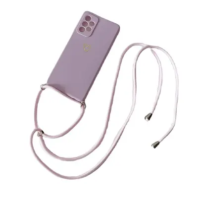 Crossbody Protective Case for Samsung A51/A71 and S21FE with Small Gold Heart Charm, Fits