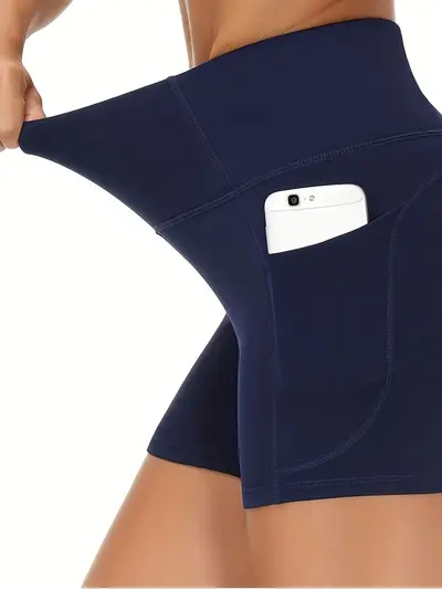 Cepli Yüksek Belli Yoga Şortu Kadın Yaz Koşu ve Fitness - 4