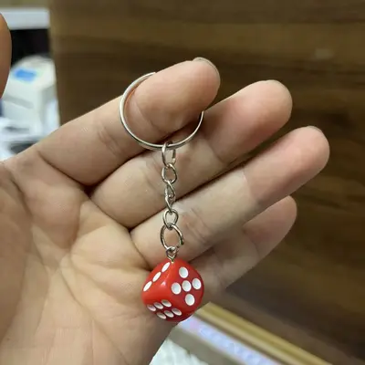 2CM Resin Dice Keychain, Solid and Colored - 11