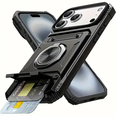 2-in-1 Card Holder Phone Case with Stand for iPhone 17 16 15 14 13 12