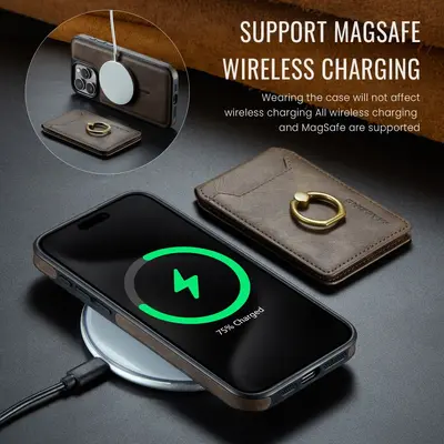 iPhone 17 Leather Phone Case with Wireless Charging