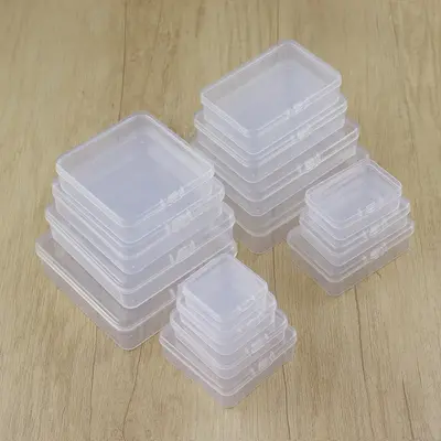 Transparente PP-Box rechteckige Kunststoffbox Teilebox Handyspeicher-Werkzeug Mini kleine Aufbewahrungsbox Angelausrüstung
