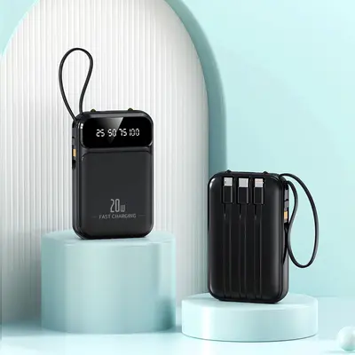 3C-zertifiziertes Mini-Powerbank 20000 mAh großer Kapazität, integriertes Kabel tragbare Stromquelle, Geschenkindividualisierung - 11
