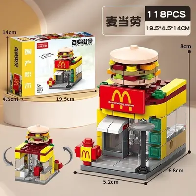 Mini-Straßenszenen-Bausatz Hamburger-Schnellrestaurant für Kinder - 8