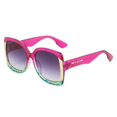 Large-Frame Sunglasses, Contrast Colour, Women's - 11
