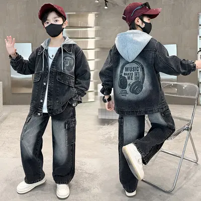 Frühlings-Jungen-Langarm-Zweiteiler-Set 2026, lockere Passform, Streetwear