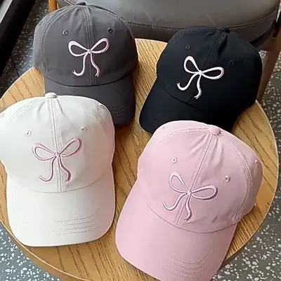 Korean style fashion soft top baseball cap for women spring comfortable versatile bow duck cap sun protection sun hat - 2