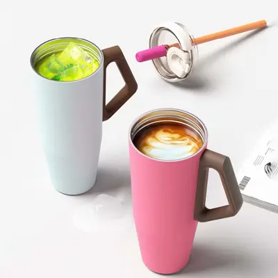 316 Stainless Steel Insulated Travel Cup with Straw, Large Capacity