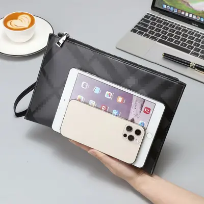 Men's Hand Bag, Checkerboard Diagonal Pattern, Multifunctional Clutch - 2
