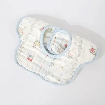 Baby Drool Bib, Class A Pure Cotton, Colored Edge Petal Print - 10