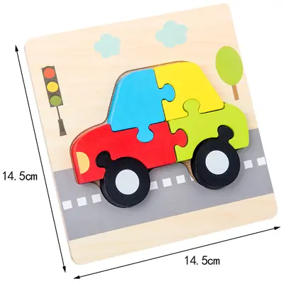 Ahşap 3D Yapboz Blok Seti, 2-5 Yaş Bebek ve Küçük Çocuk Eğitici Oyuncak - 6