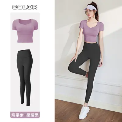 Damen-Slim-Fit-Laufoutfit mit Brustpolster, Sommer - 7