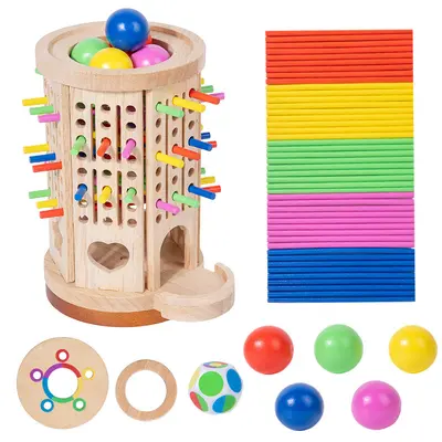 Montessori öğretim araçları ahşap çekmeceli kutu tekstil tambur pres top masası erken eğitim oyuncak seti Montessori erken eğitim oyuncak seti - 9