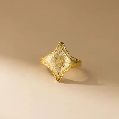 Diamond-Textured Brushed Design Ring