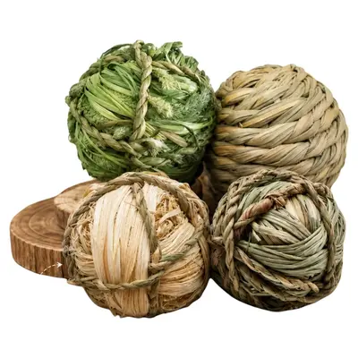 Woven Grass Dog Chew Ball, Teeth Cleaning and Enrichment, Puppy Toy - 6