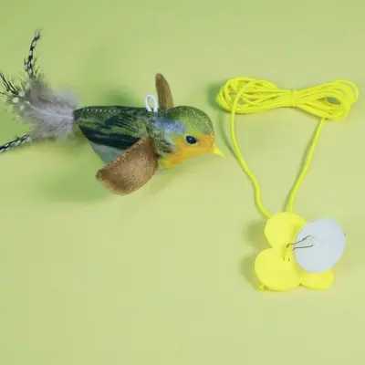 Hanging Feather Bird Cat Teaser, Bite-Resistant with Squeaker - 7