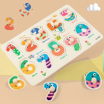 Wooden mushroom nail hand scraping board matching puzzle Montessori early education alphabet puzzle board educational toys for toddlers and babies