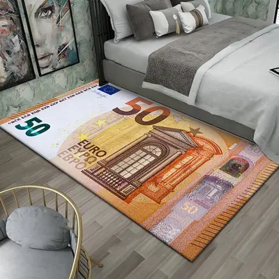 Stain-Resistant Easy-Care Bedside Rug for Bedroom, Dollar Design - 11