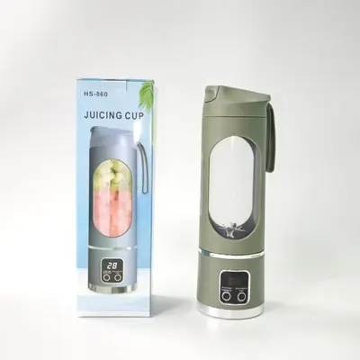 跨境家用双电机小型迷你数显便携榨汁机学生奶昔杯多功能果汁USB