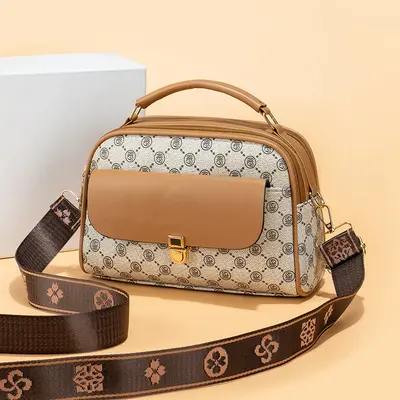 Schlichte große Damen-Schrägumhängetasche, Retro-Stil - 7