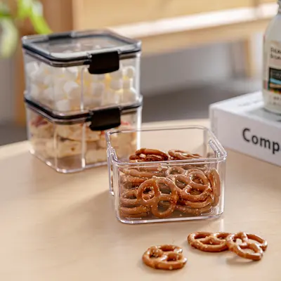 Kitchen snap jar home food storage container transparent medicine plastic lid box spice storage container