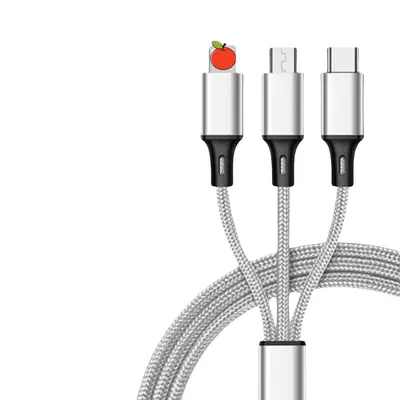 1,2 m naylon örgülü bir ila üç veri kablosu Apple tip-c Android cep telefonu şarj kablosu için uygun üçü bir arada