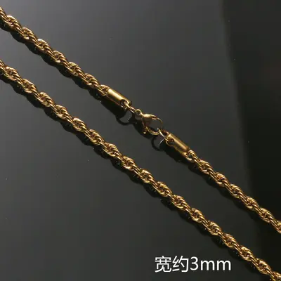 European and American stainless steel twisted chain men's necklace fashionable hip-hop style titanium steel necklace jewelry flat chain wholesale - 10