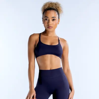 DFYNE Women's Seamless Open-Back Yoga Bra with Straps - 8