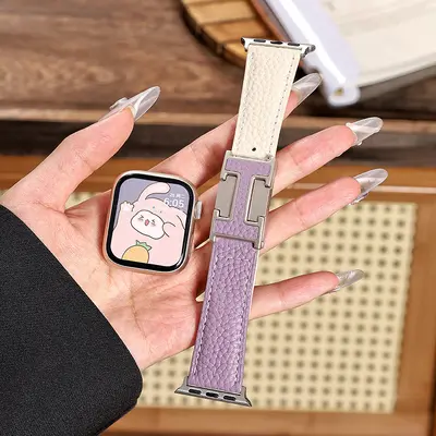 Genuine Leather Magnetic Buckle Apple Watch Band, 40-49mm Compatible - 13