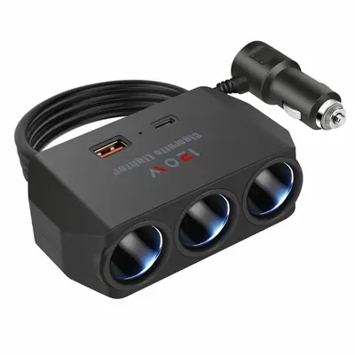 Car Charger, 24V, 1-to-3 USB, Rear Seat