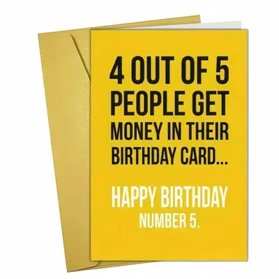 Funny Birthday Card with Envelope, Humorous Text Prank Card
