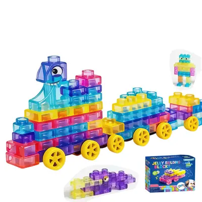 Squishy Jelly Building Blocks, Soft Rubber Stacking Blocks Toy