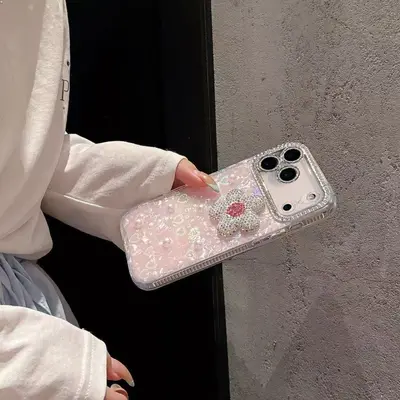 Apple iPhone 18 rhinestone flower case, full protection