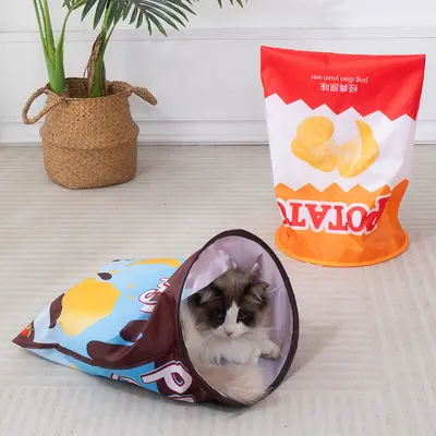 Foldable Crinkle Paper Cat Tunnel, Self-Play Cat Toy, Pet Supplies - 3