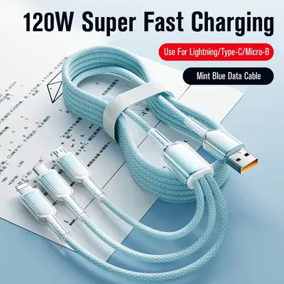 3-in-1 Gradient Braided Fast Charging Cable for Huawei and Apple, USB - 9