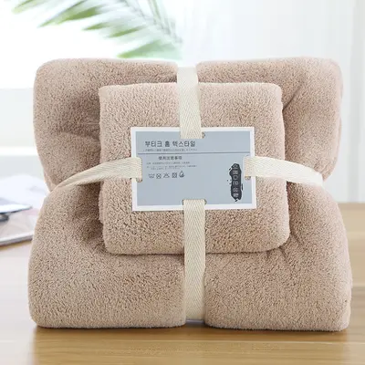Manufacturer wholesale coral velvet towel bath towel gift set thickened mother-in-law towel set with printed logo - 10