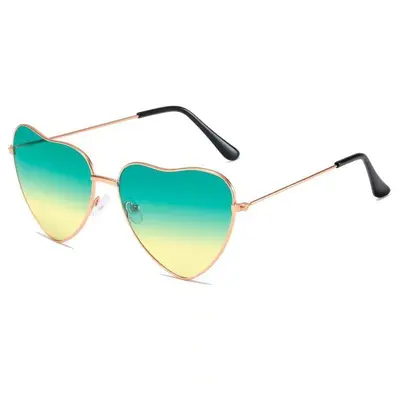 Heart-Shaped Retro Sunglasses, Metal Frame, Ocean Pattern Lenses, Party Glasses - 13
