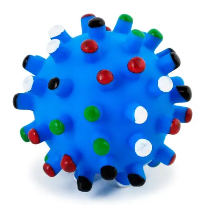 Colorful Squeaky Dog Training Ball, Chew-Resistant Vinyl Spiky Toy - 3