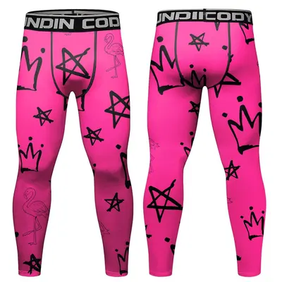 Men's Printed Compression Sports Long Pants for Running and Basketball - 4