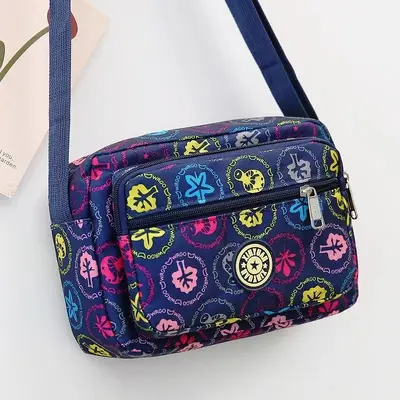 Nylon Fabric Floral Women's Mom Bag, Single Shoulder Crossbody Bag - 4