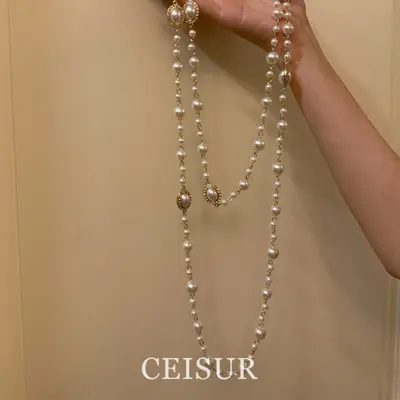 Çok katmanlı inci kolye, uzun model, Kore tarzı - 6