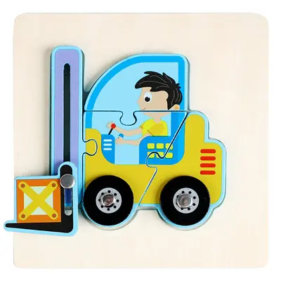 Kinder 3D-Puzzlespielzeug Holz Verkehr Stecksystem - 8