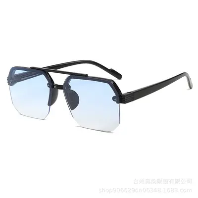 Kindersonnenbrille mit halbem Rahmen, Doppelsteg, UV-Schutz, für Jungen und Mädchen