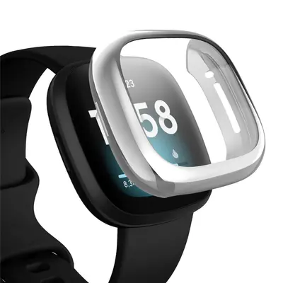 Electroplated TPU Protective Case for Fitbit Versa 3 and Sense with Screen Protection - 11