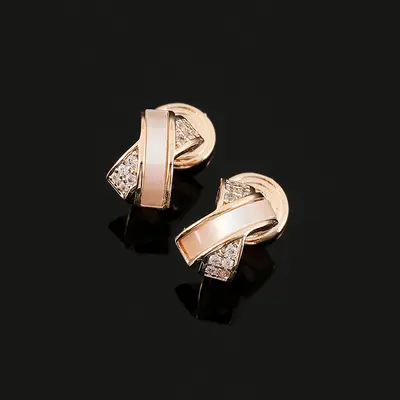 EH1652 crossover shell ear clips, zircon, non-pierced