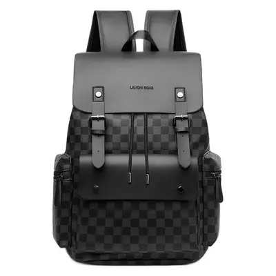 Men's Plaid Backpack, Laptop Compartment, Large Capacity Business - 6