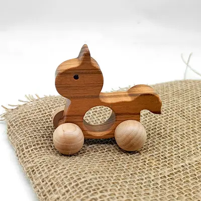 Solid Wood Push Toy with Natural Finish, Eco-Friendly Water-Based Paint, Safe for Baby Teething, Multiple Styles Available, Gift-Suitable - 13