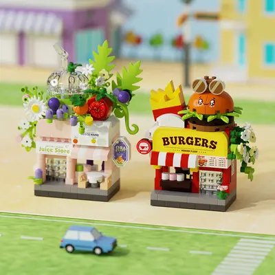 DIY Straßenszenen-Kleinladen Bausteinset für Kinder - 4